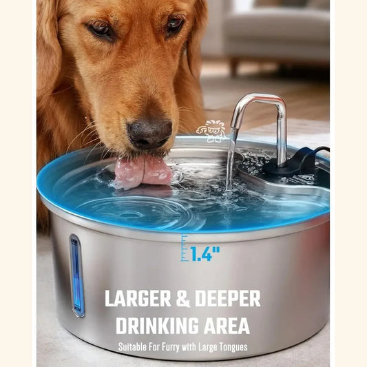 7L Stainless Steel Dog Water Fountain for Large Dogs